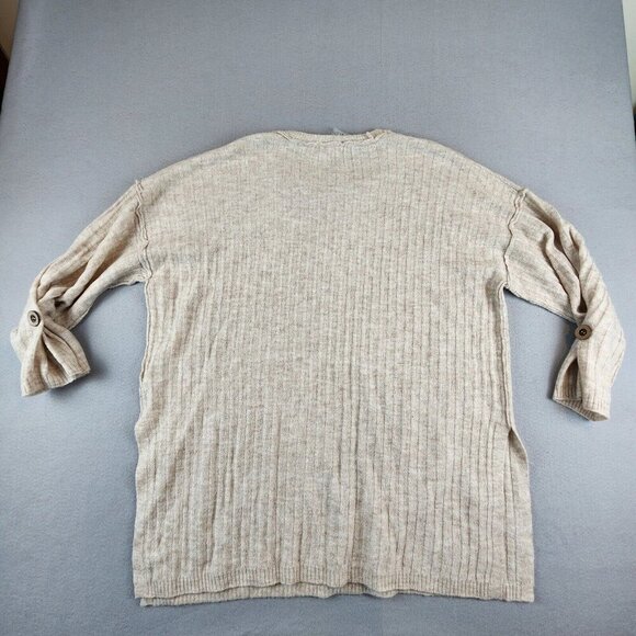 Free People NEW Around the Clock Pullover Sweater Ribbed Women's Medium Oatmeal - Picture 12 of 12